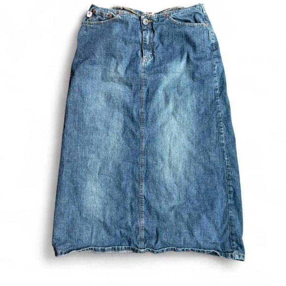 ZU Y2K Denim Maxi Skirt Grunge Girl Vibes Vintage 2000s Streetwear - Picture 1 of 3